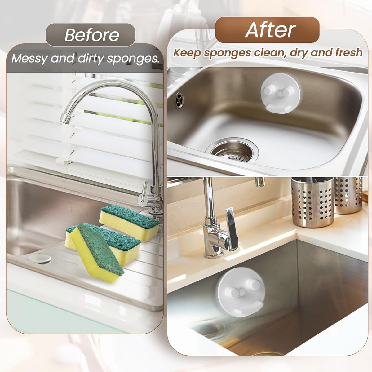 Semcide Sponge Holder, Sink Caddy w/Suction Cup Installation, Sponge Organizer for Kitchen/Bathroom Sink, Self Draining, Dishwasher Safe for Holding Sponges(Sponges Not Included), White(1-Pack)