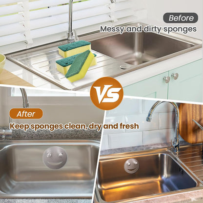 Semcide Sponge Holder, Sink Caddy w/Suction Cup Installation, Sponge Organizer for Kitchen/Bathroom Sink, Self Draining, Dishwasher Safe for Holding Sponges(Sponges Not Included), White(1-Pack)