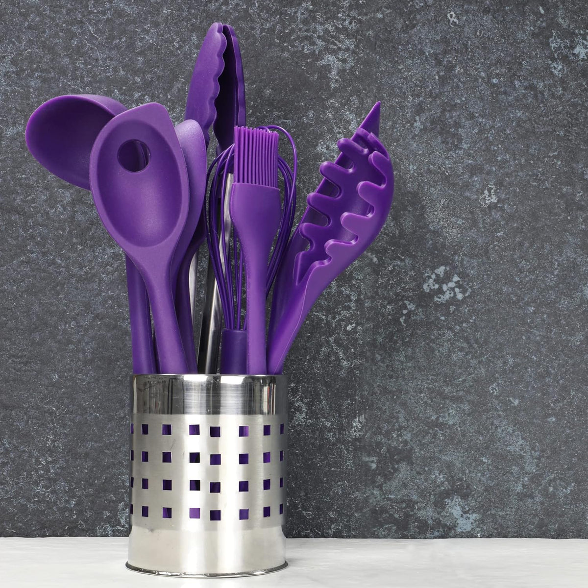 Premium Silicone Spaghetti/Pasta Fork, 11.5 inch, Gray