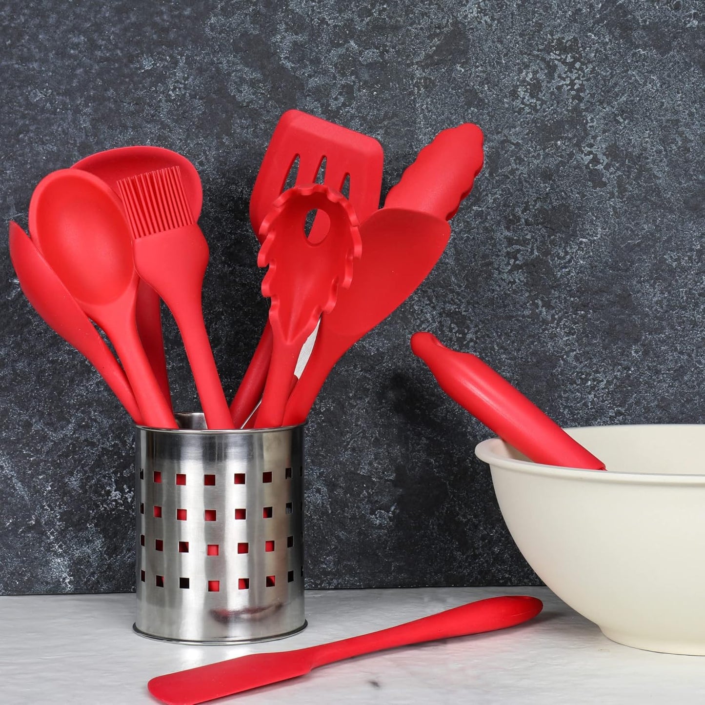 Premium Silicone Spaghetti/Pasta Fork, 11.5 inch, Gray