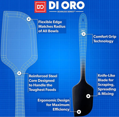 Silicone Spatula Set - 600F Heat Resistant, 4-Pc Black