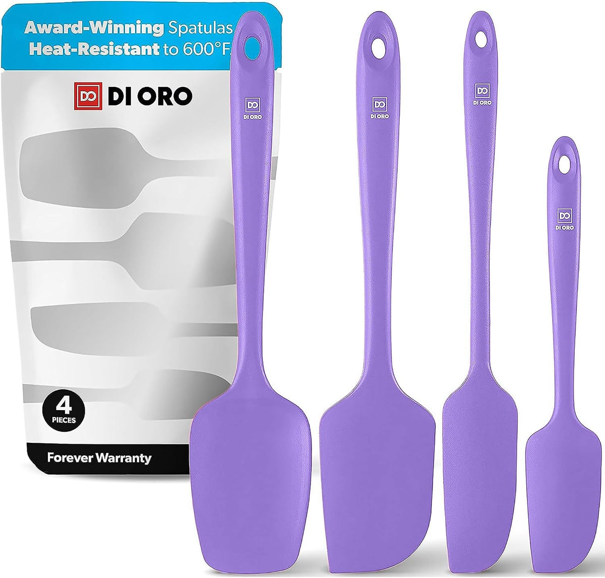Silicone Spatula Set - 600F Heat Resistant, 4-Pc Black