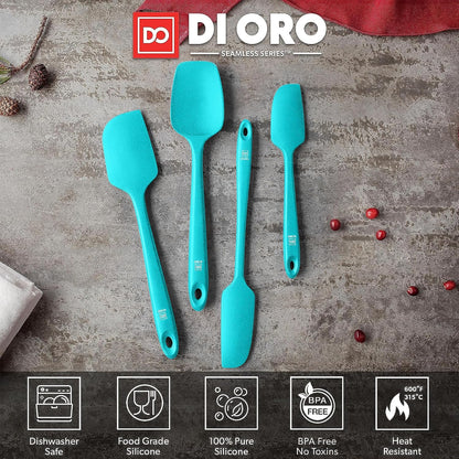Silicone Spatula Set - 600F Heat Resistant, 4-Pc Black