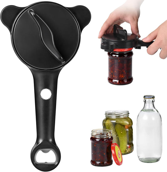 4-in-1 Jar Opener for Seniors with Arthritis – Adjustable Stainless Steel Lid Remover & Can Opener for Weak Hands, Fits All Jar Sizes & Bottle Caps, Makes Opening Easy – Kitchen Must-Have