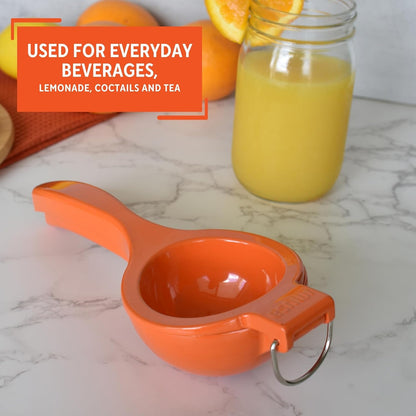 IMUSA Orange and Citrus Squeezer, Orange | Bare Metal Finish, Built-In Hanging Ring, Ideal for Juicing Lemons and Limes, Everyday Kitchen Tool