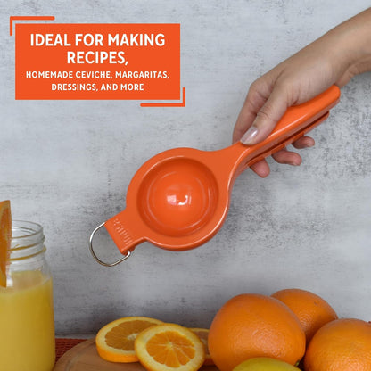 IMUSA Orange and Citrus Squeezer, Orange | Bare Metal Finish, Built-In Hanging Ring, Ideal for Juicing Lemons and Limes, Everyday Kitchen Tool