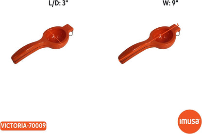 IMUSA Orange and Citrus Squeezer, Orange | Bare Metal Finish, Built-In Hanging Ring, Ideal for Juicing Lemons and Limes, Everyday Kitchen Tool