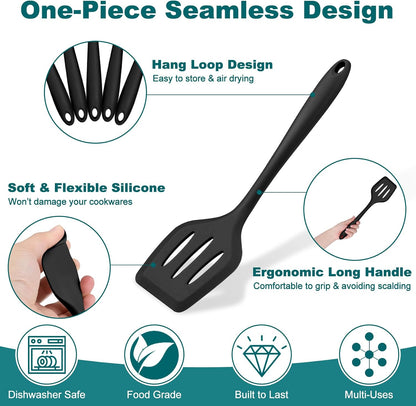 Silicone Cooking Utensil Set of 7, Kitchen Cooking Utensil Set