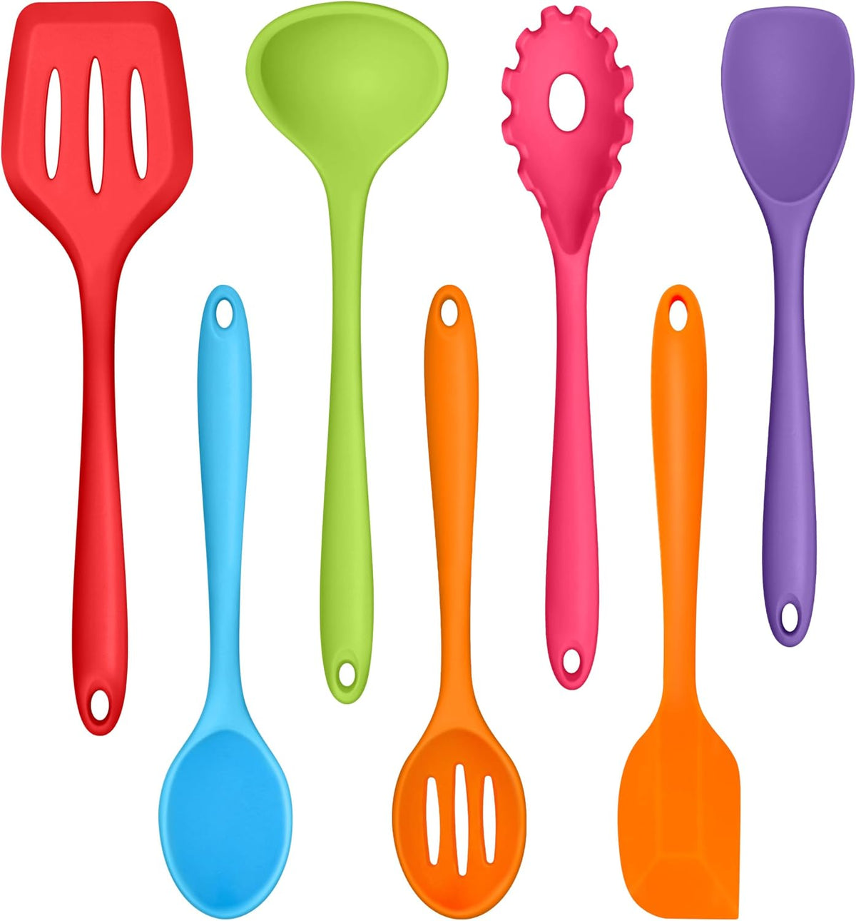 Silicone Cooking Utensil Set of 7, Kitchen Cooking Utensil Set