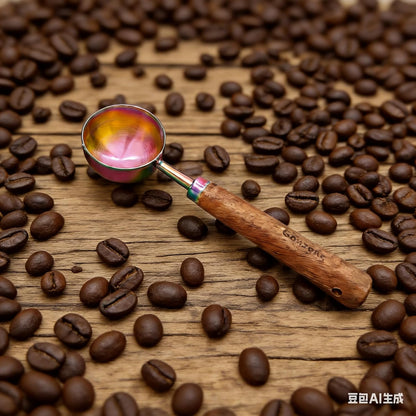 Vintage Coffee Measuring Spoon - 304 Stainless Steel,Coffee Scoop, 10g Capacity, Walnut Handle - Perfect for Coffee, Tea, and More (Gunmetal)