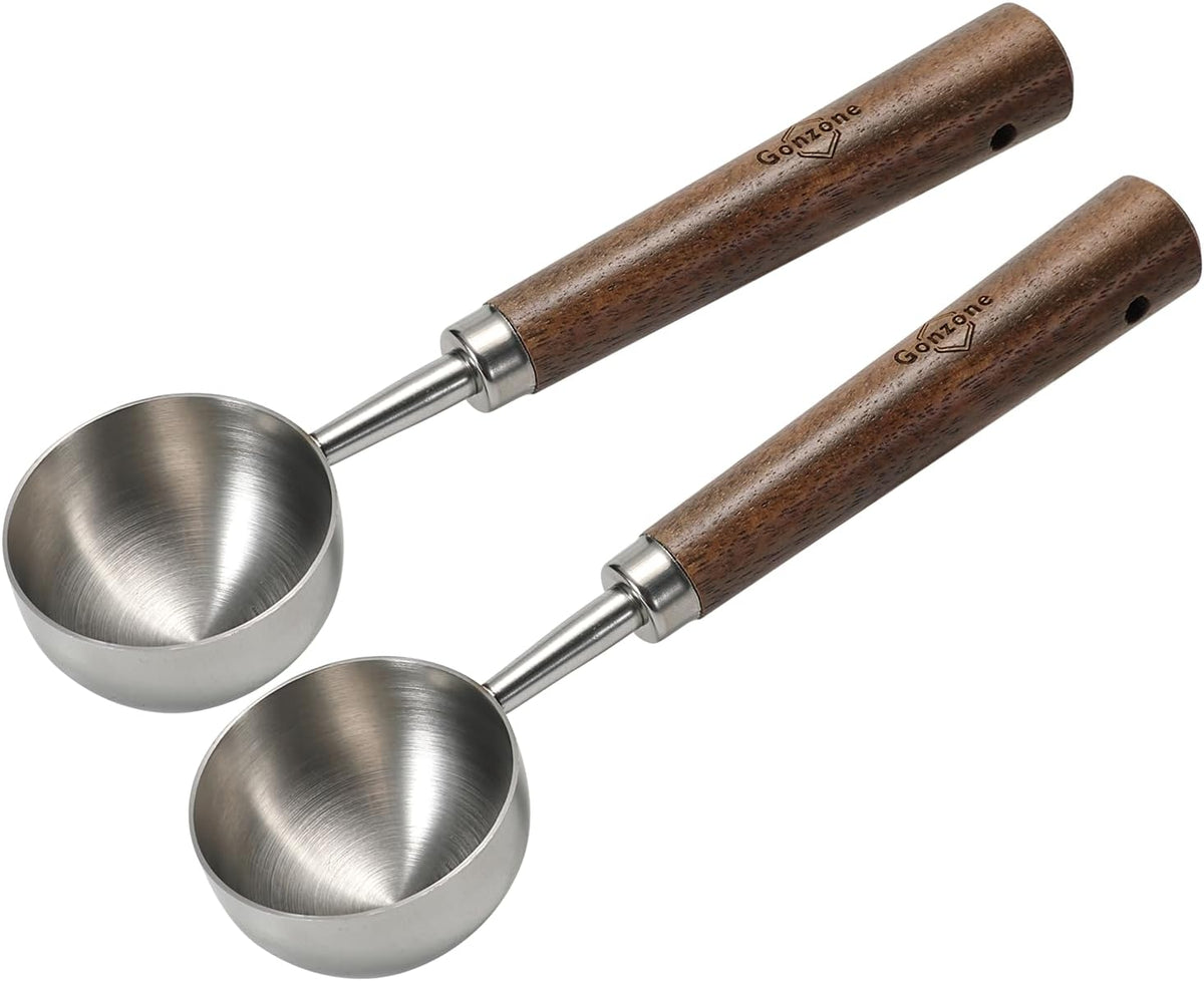 Vintage Coffee Measuring Spoon - 304 Stainless Steel,Coffee Scoop, 10g Capacity, Walnut Handle - Perfect for Coffee, Tea, and More (Gunmetal)