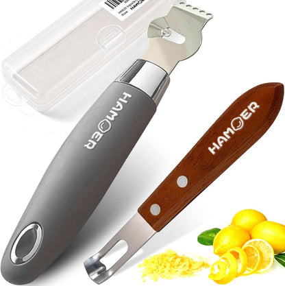 Lemon Zester & Channel Knife 2Tools for Cocktails with a storage box | Stainless steel blade,Home Bars Bartender Gift,Carving Tool for Garnishing,for Cocktails,Citrus Twist Grates Tool