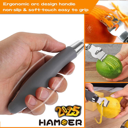 Lemon Zester & Channel Knife 2Tools for Cocktails with a storage box | Stainless steel blade,Home Bars Bartender Gift,Carving Tool for Garnishing,for Cocktails,Citrus Twist Grates Tool
