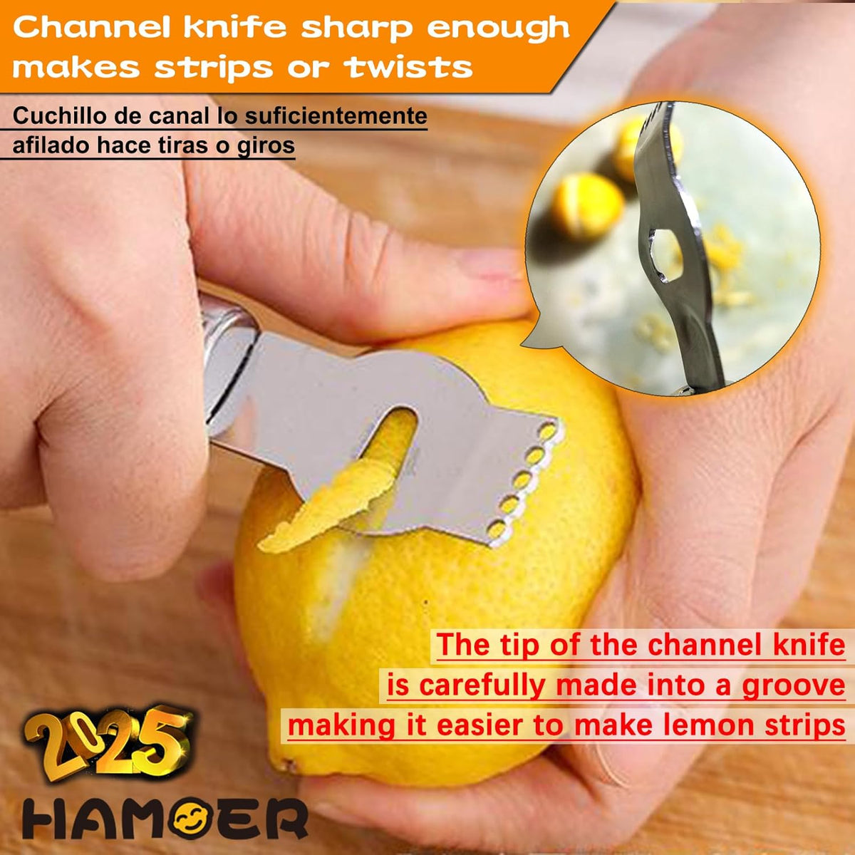 Lemon Zester & Channel Knife 2Tools for Cocktails with a storage box | Stainless steel blade,Home Bars Bartender Gift,Carving Tool for Garnishing,for Cocktails,Citrus Twist Grates Tool