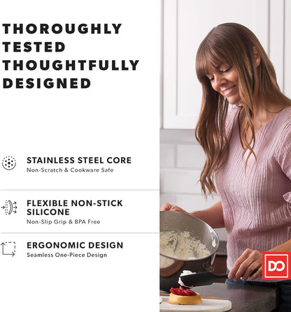 Silicone Spatula Set - 600F Heat Resistant, 3-Pc Black