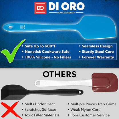 Silicone Spatula Set - 600F Heat Resistant, 3-Pc Black