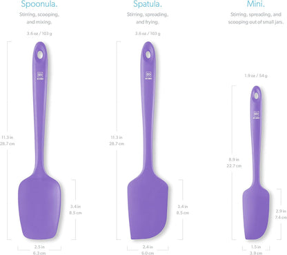Silicone Spatula Set - 600F Heat Resistant, 3-Pc Black