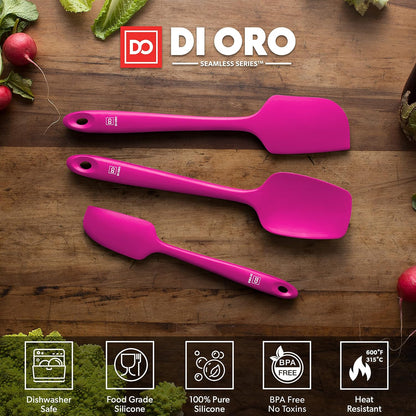 Silicone Spatula Set - 600F Heat Resistant, 3-Pc Black