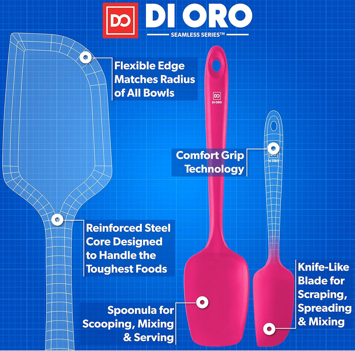 Silicone Spatula Set - 600F Heat Resistant, 3-Pc Black