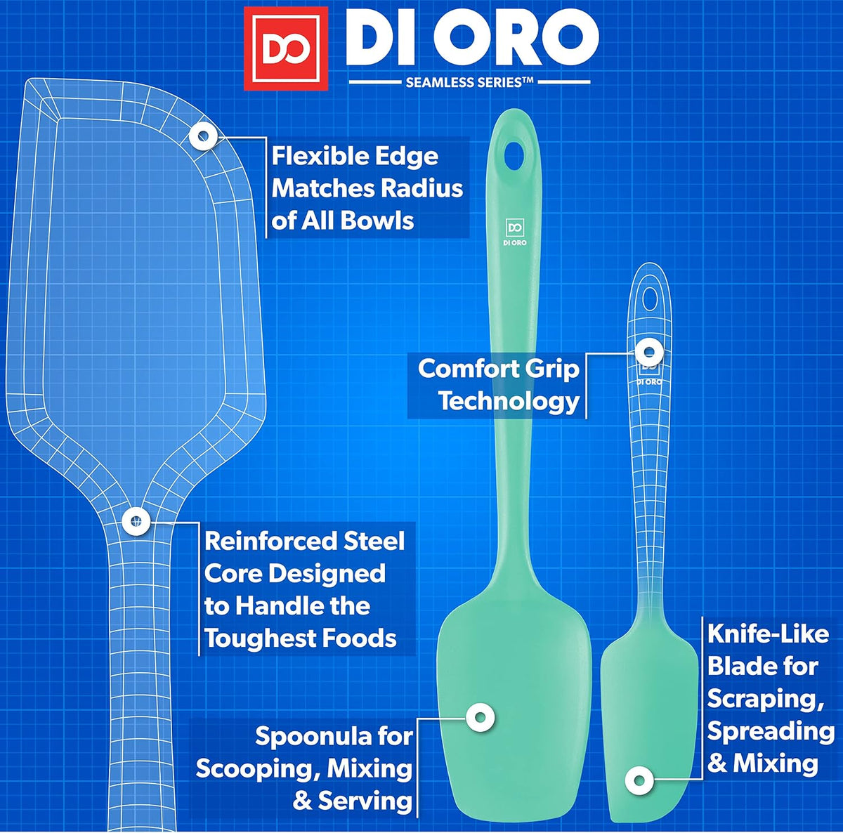 Silicone Spatula Set - 600F Heat Resistant, 3-Pc Black