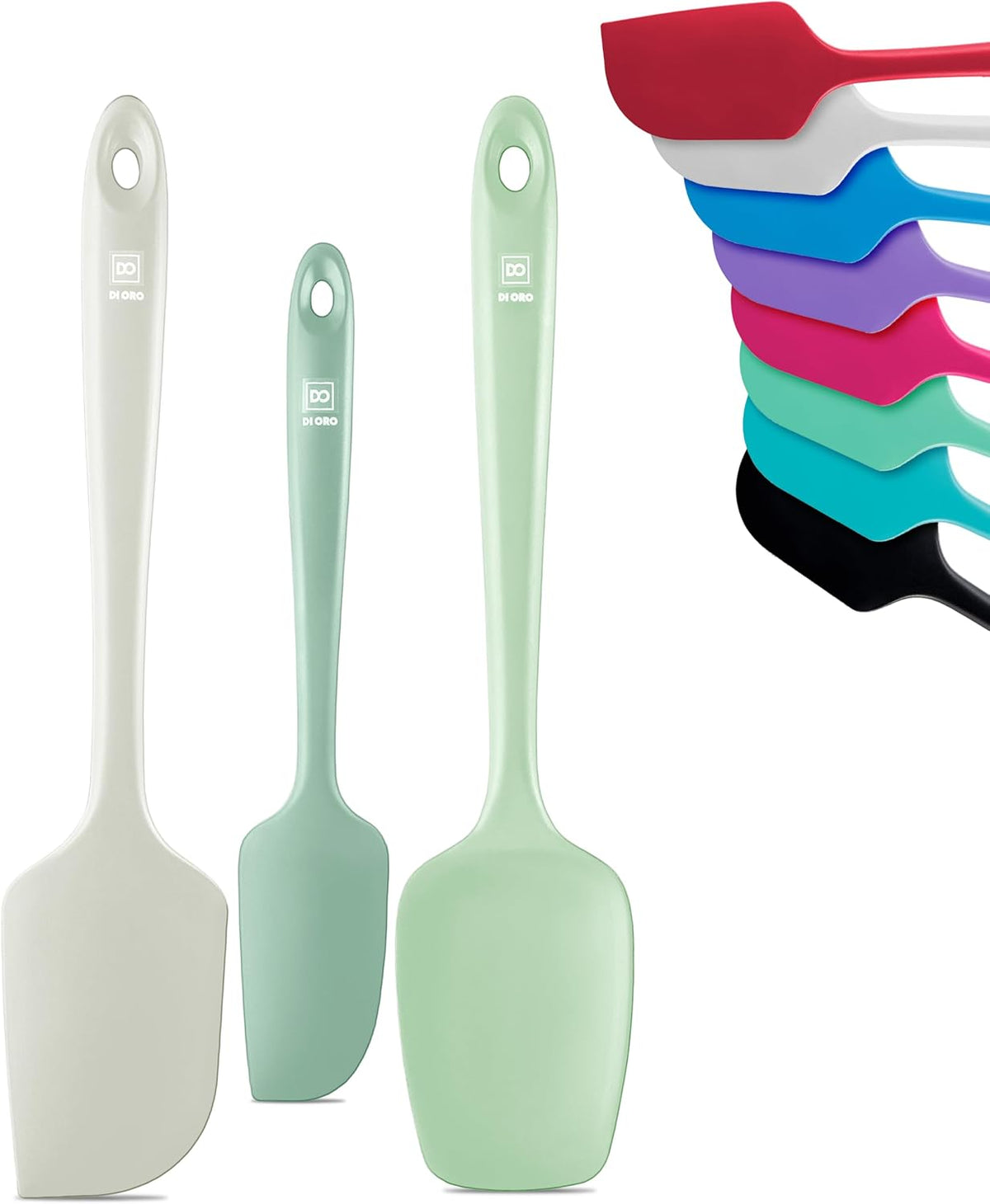 Silicone Spatula Set - 600F Heat Resistant, 3-Pc Black