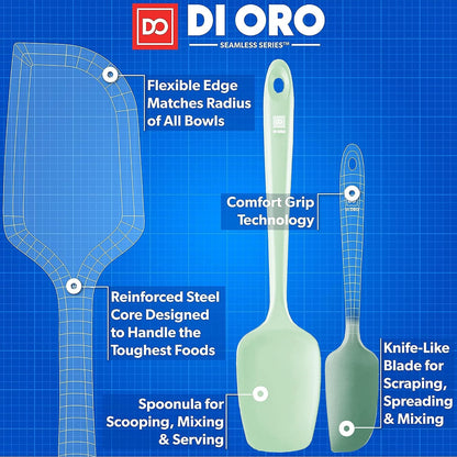 Silicone Spatula Set - 600F Heat Resistant, 3-Pc Black