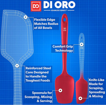 Silicone Spatula Set - 600F Heat Resistant, 3-Pc Black