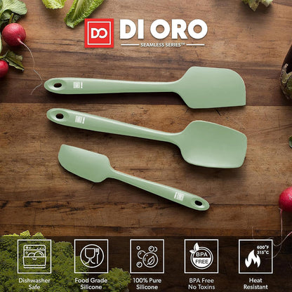 Silicone Spatula Set - 600F Heat Resistant, 3-Pc Black