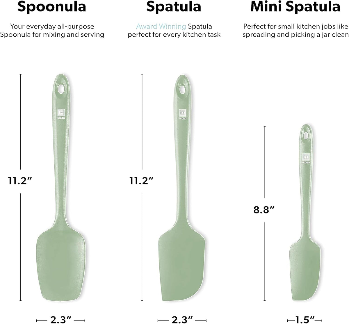 Silicone Spatula Set - 600F Heat Resistant, 3-Pc Black