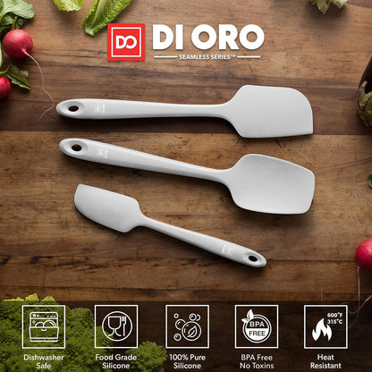 Silicone Spatula Set - 600F Heat Resistant, 3-Pc Black