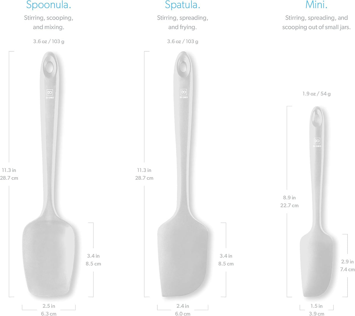 Silicone Spatula Set - 600F Heat Resistant, 3-Pc Black