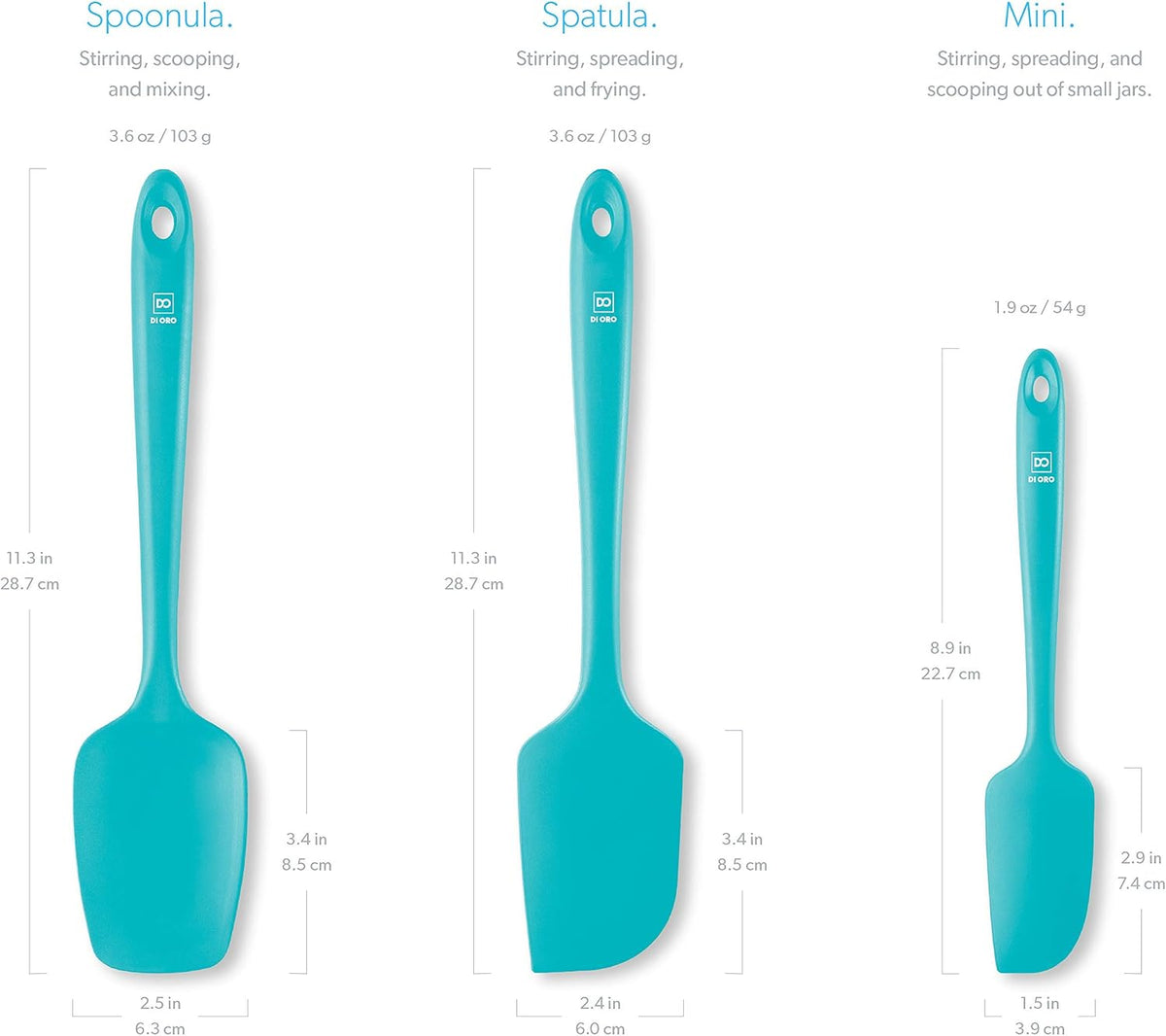 Silicone Spatula Set - 600F Heat Resistant, 3-Pc Black