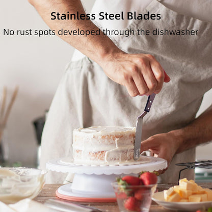 Straight Icing Spatula Stainless Steel Baking Set of 6", 8" & 10" Wooden Handle Cake Decorating Frosting Spatulas