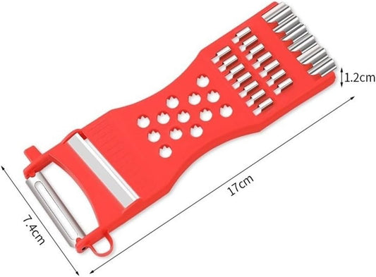 Rolling Multi Peeler and Julienne Cutter for Vegetables Fruits, Carrot Cucumber Peeler Tool, Red/White(Red)