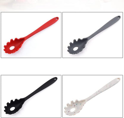 Silicone Pasta Fork (11.5"), High Heat Resistant to 480°F, Hygienic One Piece Design, Spaghetti Strainer & Server Spoon Pasta Forks (White)