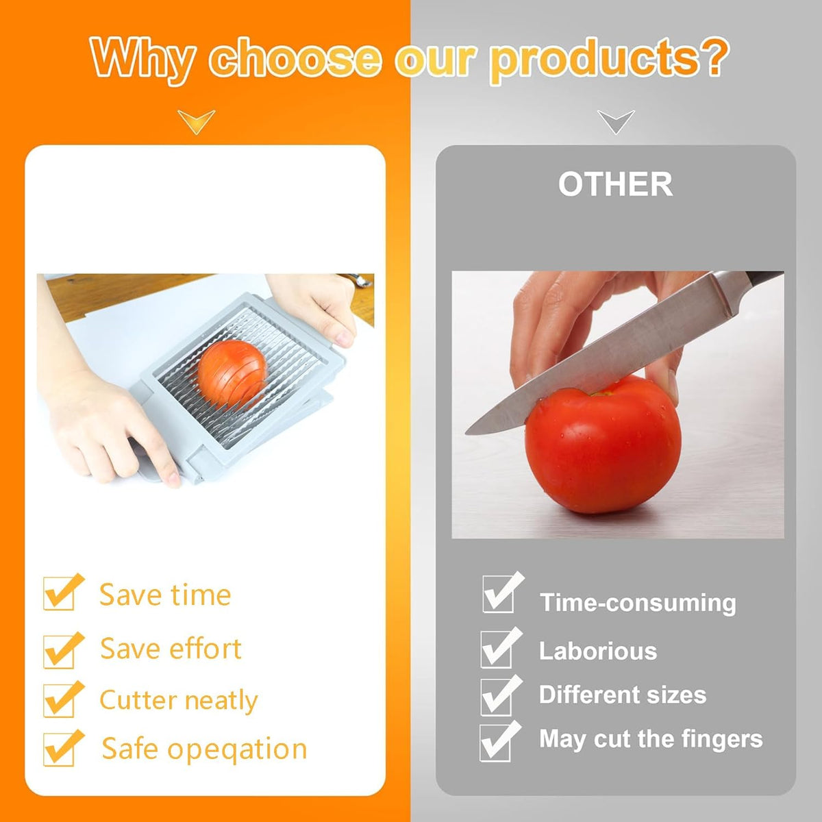 Tomato Slicer Tool Slicer Vegetable Cutter Slicer Vegetable Cutter Home Use | Stainless Steel Fruit Slicer Dedicated,Tomato Slicing Tool Portable,Easy Work for Hamburger Salad Tomato Cutter