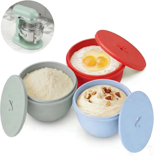 3PACK Silicone Bowl Liners with Lids for KitchenAid 7-Qt Bowl-Lift | Three 2 mm extra-thick, odor-free silicone liners with air valves lids for compatible 7-Qt bowl-lift mixers.