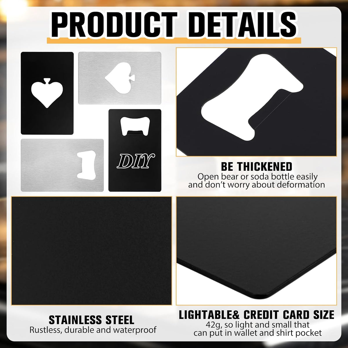 60 Pcs Credit Card Bottle Openers for Wallet,Classic