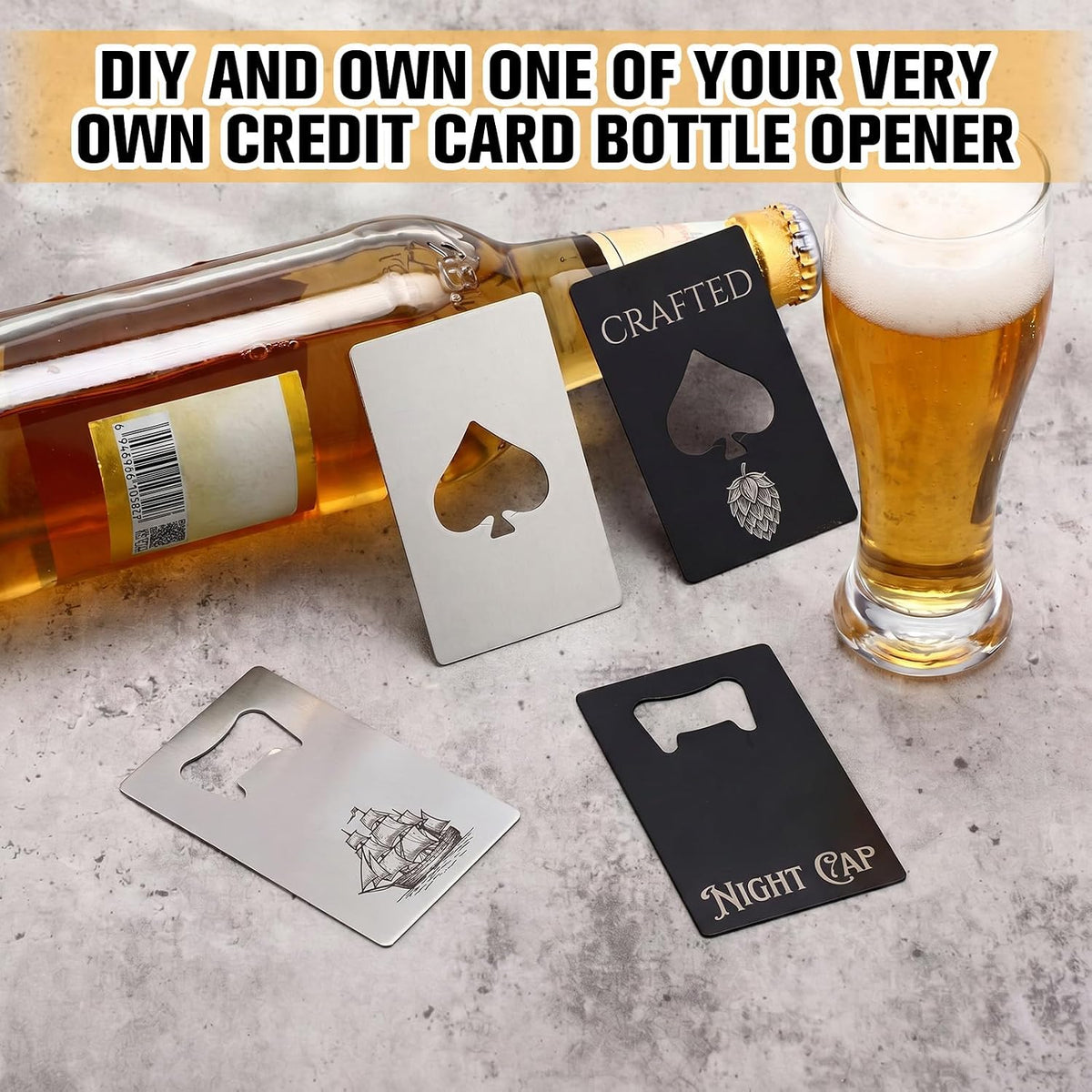 60 Pcs Credit Card Bottle Openers for Wallet,Classic