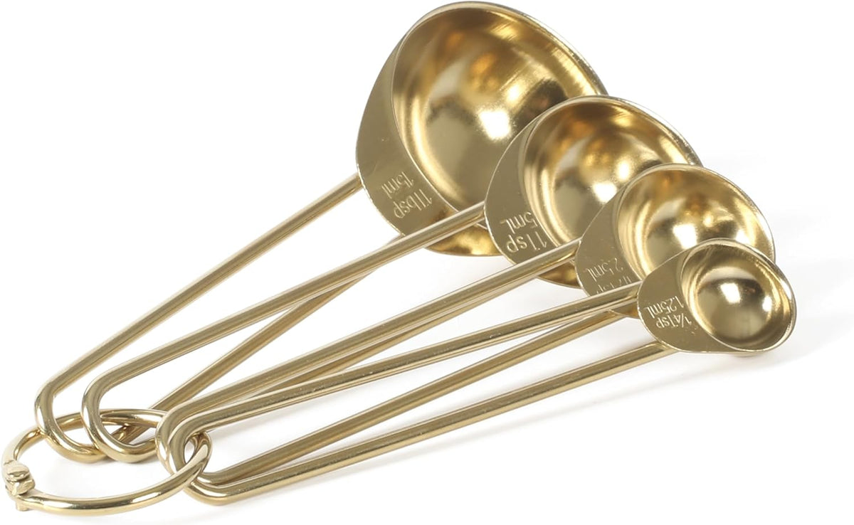Richburn 4-Piece Gold Stainless Steel Measuring Spoons Set – Durable and Stylish Kitchen Measuring Tools for Precise Baking and Cooking