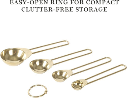 Richburn 4-Piece Gold Stainless Steel Measuring Spoons Set – Durable and Stylish Kitchen Measuring Tools for Precise Baking and Cooking
