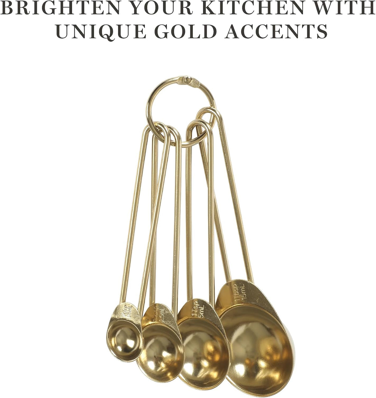 Richburn 4-Piece Gold Stainless Steel Measuring Spoons Set – Durable and Stylish Kitchen Measuring Tools for Precise Baking and Cooking