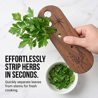 2 Pack Wooden Herb Stripper and Vegetable Leaf Separator, Wood Kale Remover Tool with 2 Unique Shapes, Fun Kitchen Gadgets for Thyme Rosemary and Parsley