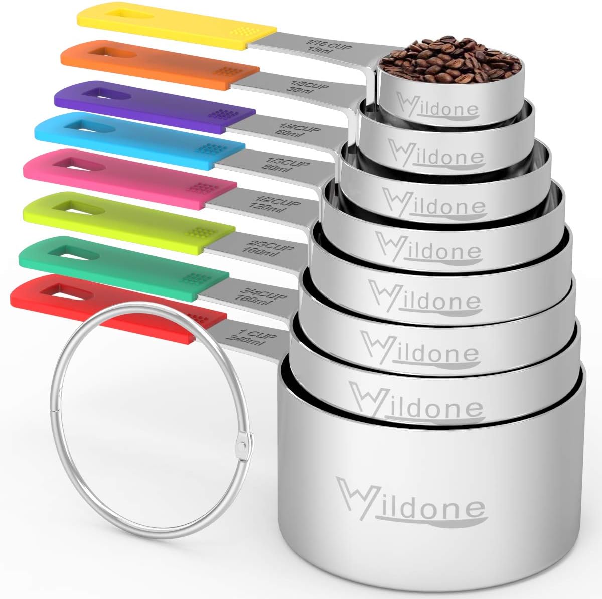 Stainless Steel 8-Piece Measuring Cups Set with Silicone Handle
