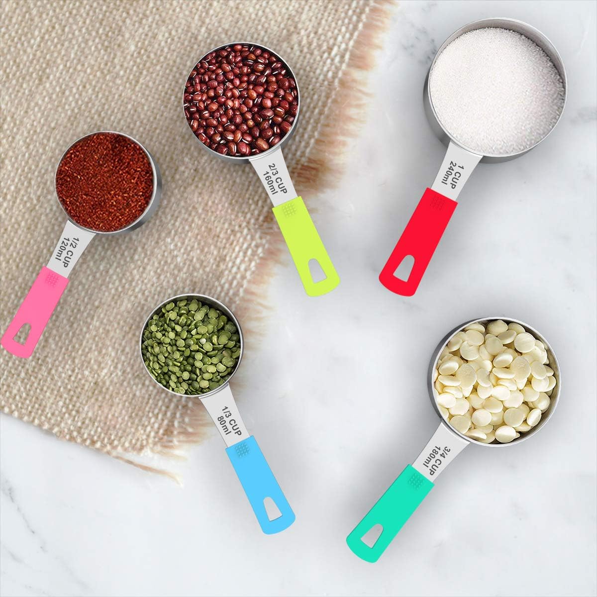 Stainless Steel 8-Piece Measuring Cups Set with Silicone Handle