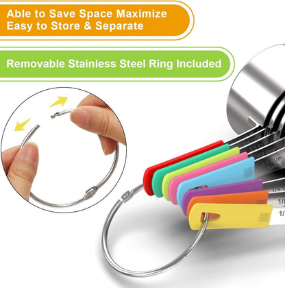 Stainless Steel 8-Piece Measuring Cups Set with Silicone Handle