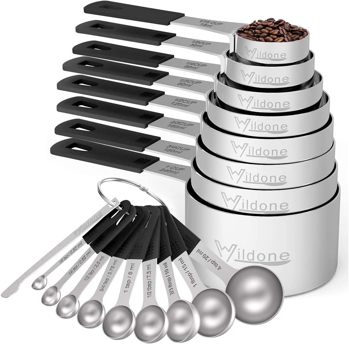 Stainless Steel 8-Piece Measuring Cups Set with Silicone Handle