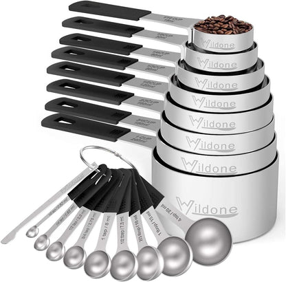 Stainless Steel 8-Piece Measuring Cups Set with Silicone Handle
