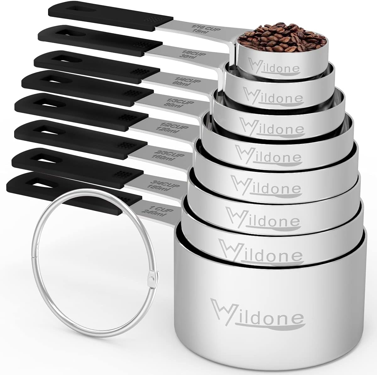 Stainless Steel 8-Piece Measuring Cups Set with Silicone Handle