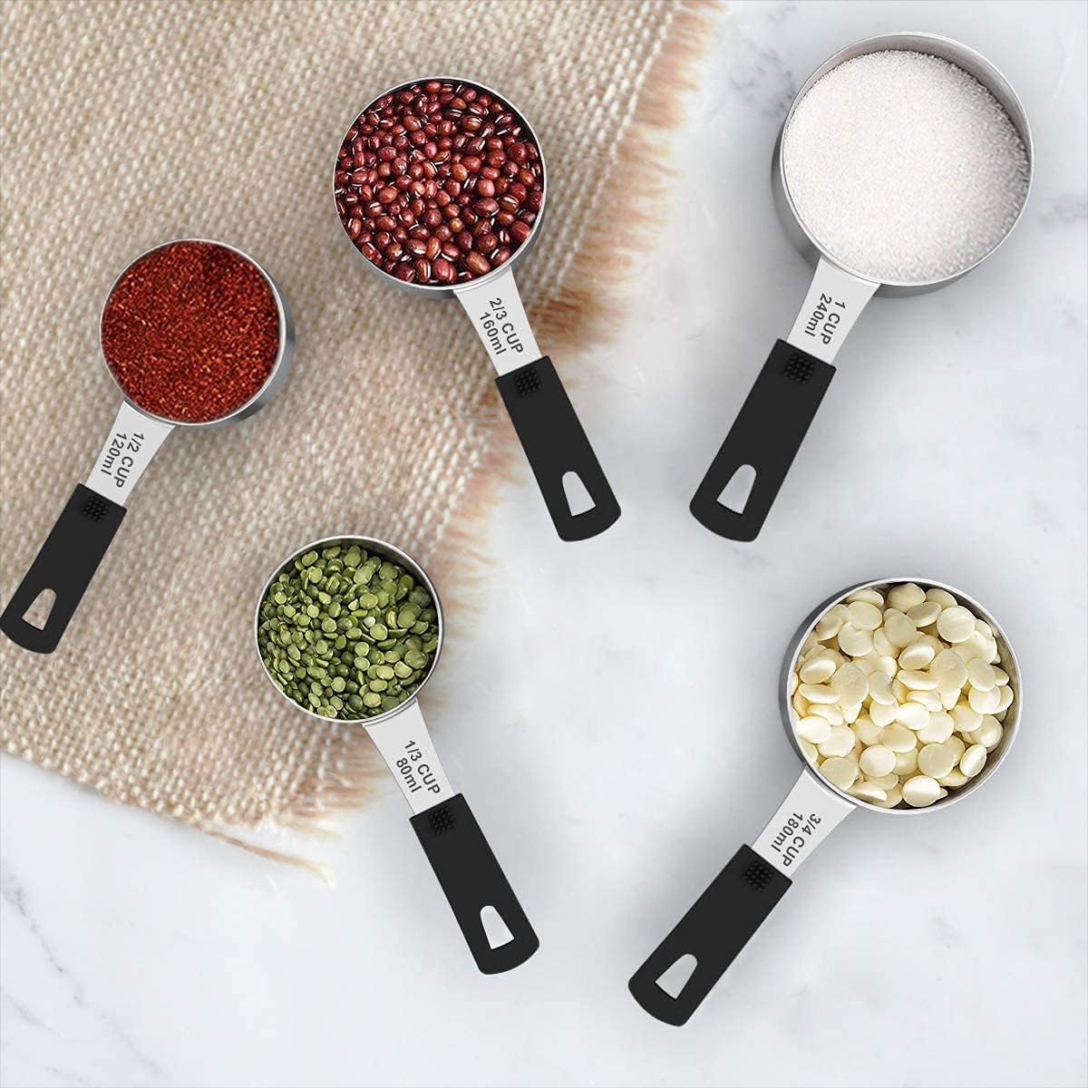 Stainless Steel 8-Piece Measuring Cups Set with Silicone Handle